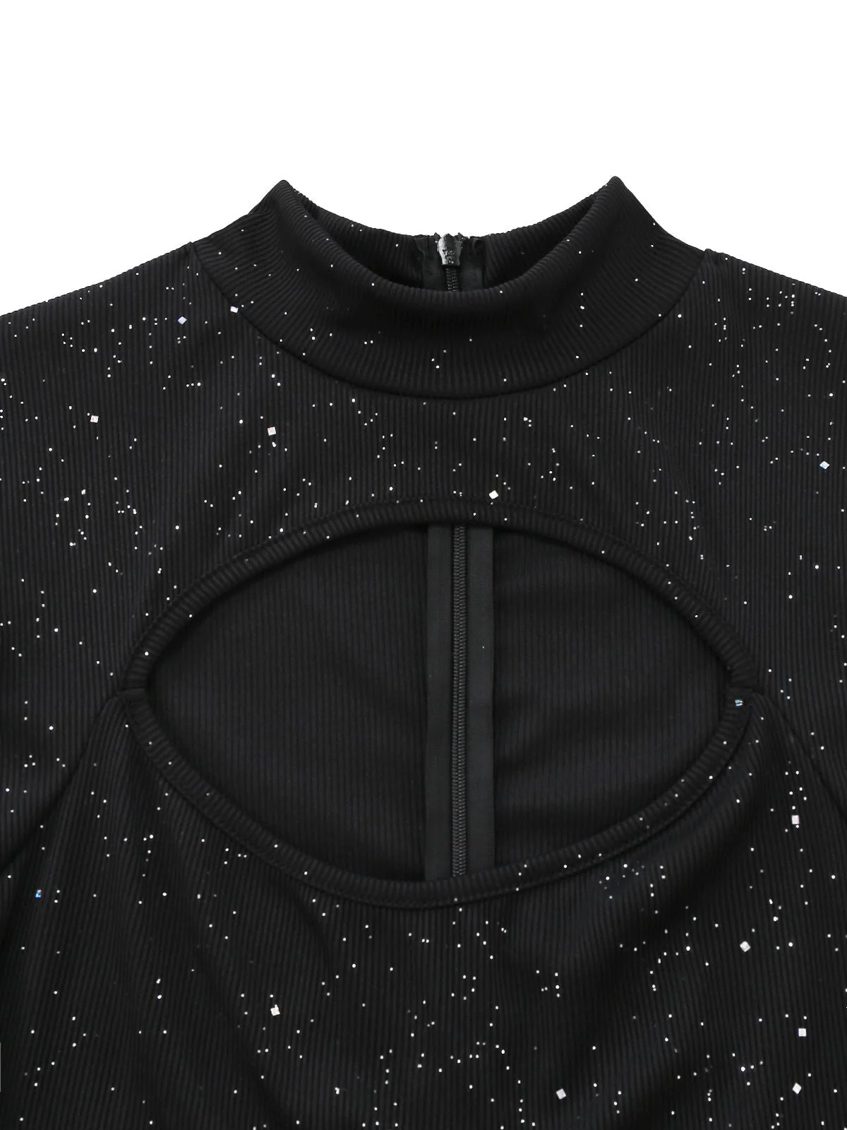 Schwarz 1930er Glitzernd Cutout Jumpsuit mit Umhang - Image 4
