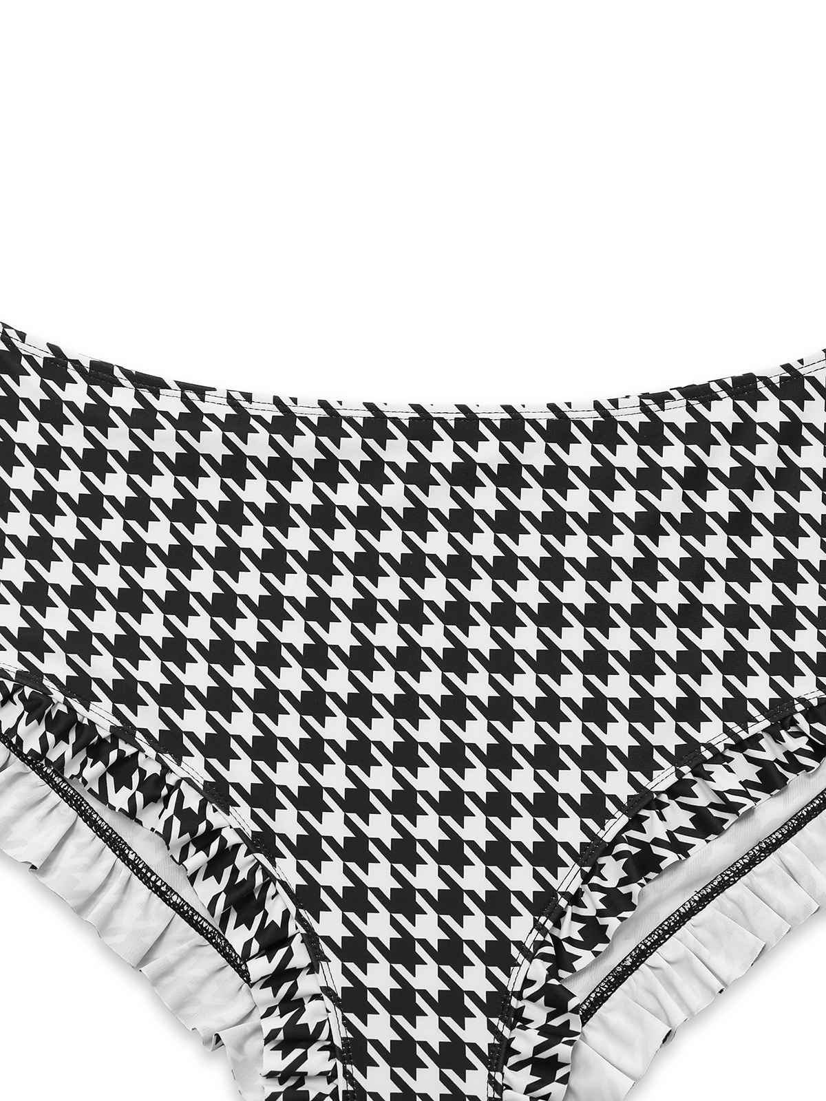 Schwarz 1930er Hahnentritt Schnürung Bikini Set - Image 2