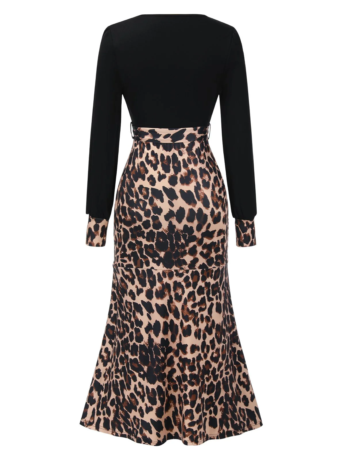 Schwarz 1930er Leopard Patchwork Meerjungfrauen Kleid - Image 2