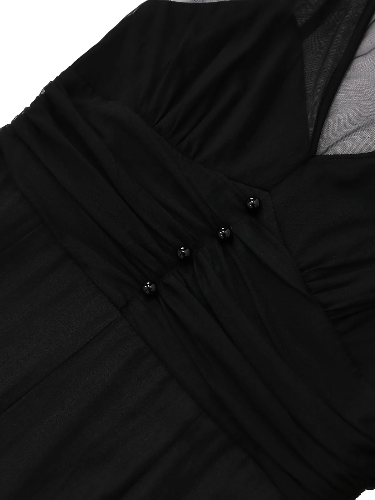 Schwarz 1930er Netz Plissiertes Patchwork Jumpsuit - Image 6