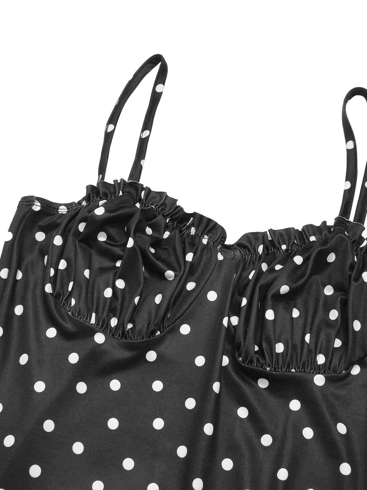 Schwarz 1930er Polka Dots Rückenfrei Meerjungfrauen Maxi Kleid - Image 3
