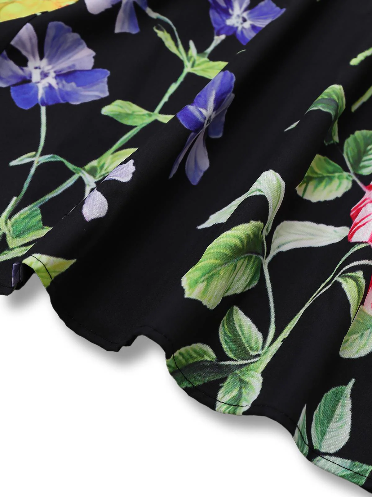Schwarz 1930er Quadratischer Hals Blumen Maxi Kleid - Image 4