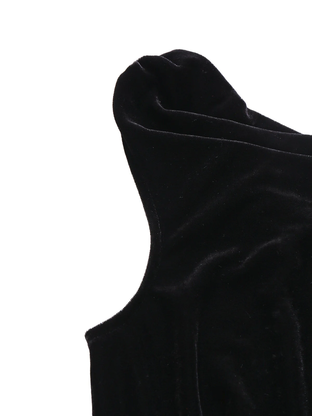 Schwarz 1930er Samt Wasserfallausschnitt Federbrosche Kleid - Image 6