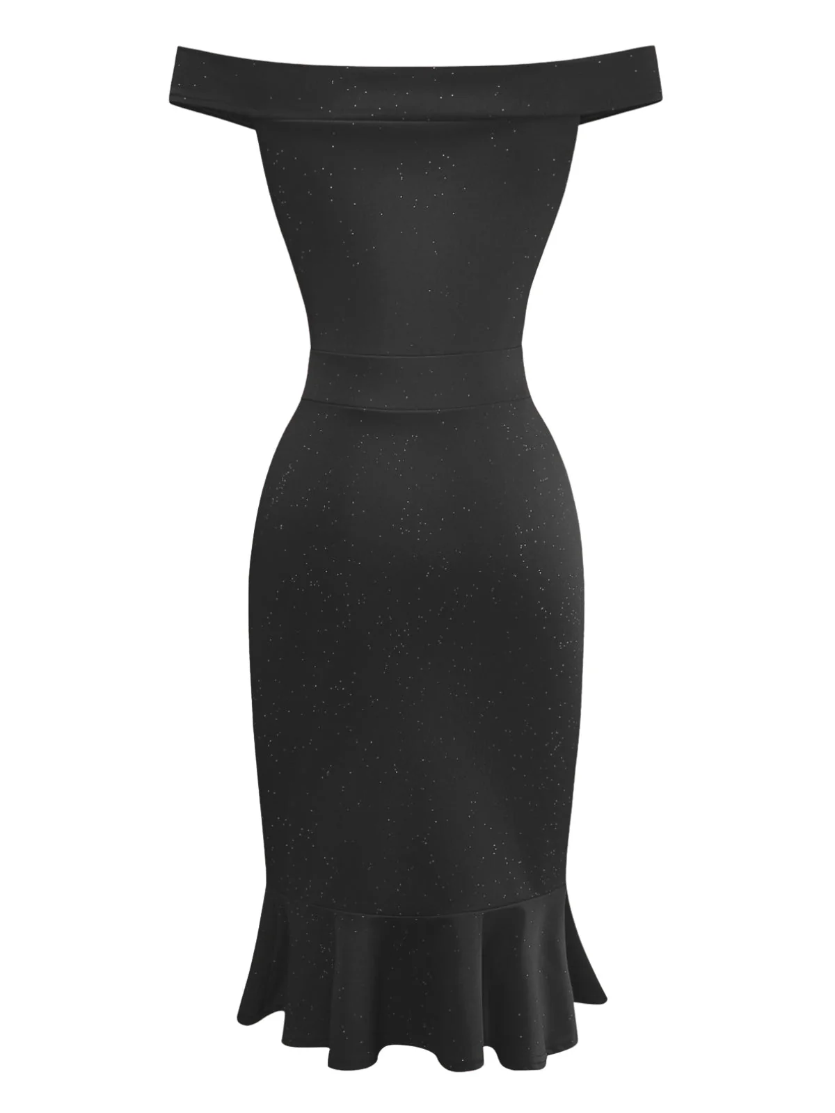 Schwarz 1930er Schulterfrei Schimmernd Meerjungfrauen Kleid - Image 2