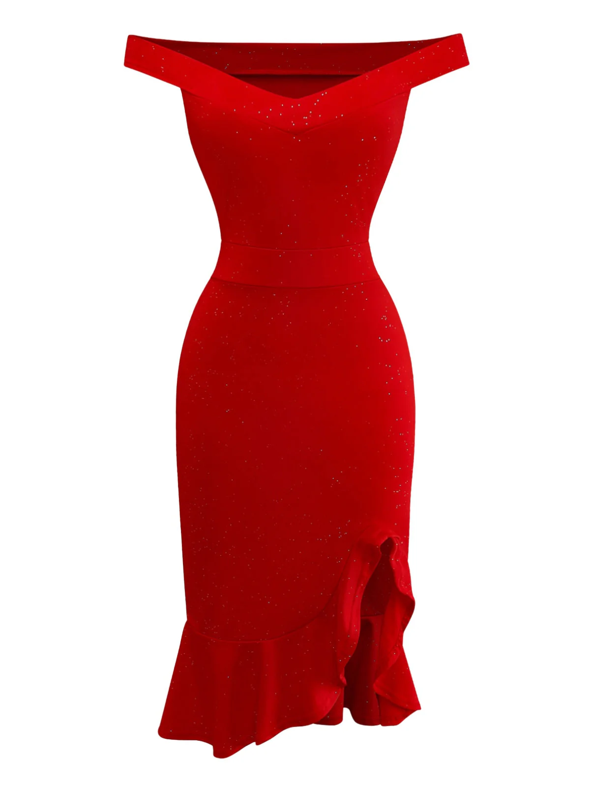 Schwarz 1930er Schulterfrei Schimmernd Meerjungfrauen Kleid - Image 4