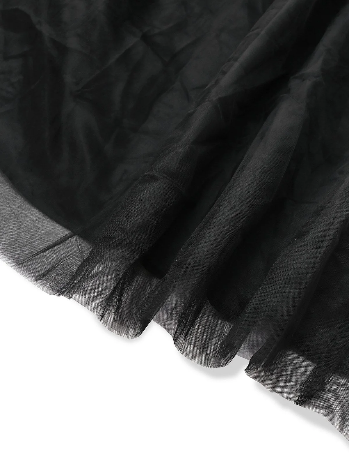 Schwarz 1930er Solide 3D Feder Netz Kleid - Image 5