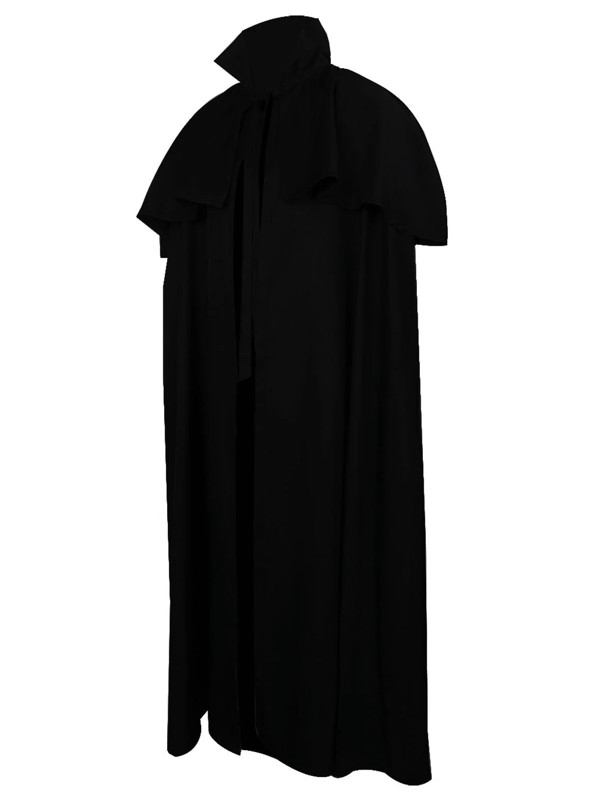 Schwarz 1930er Solide Halloween Gothic Mittelalterlich Tod Mantel - Image 2