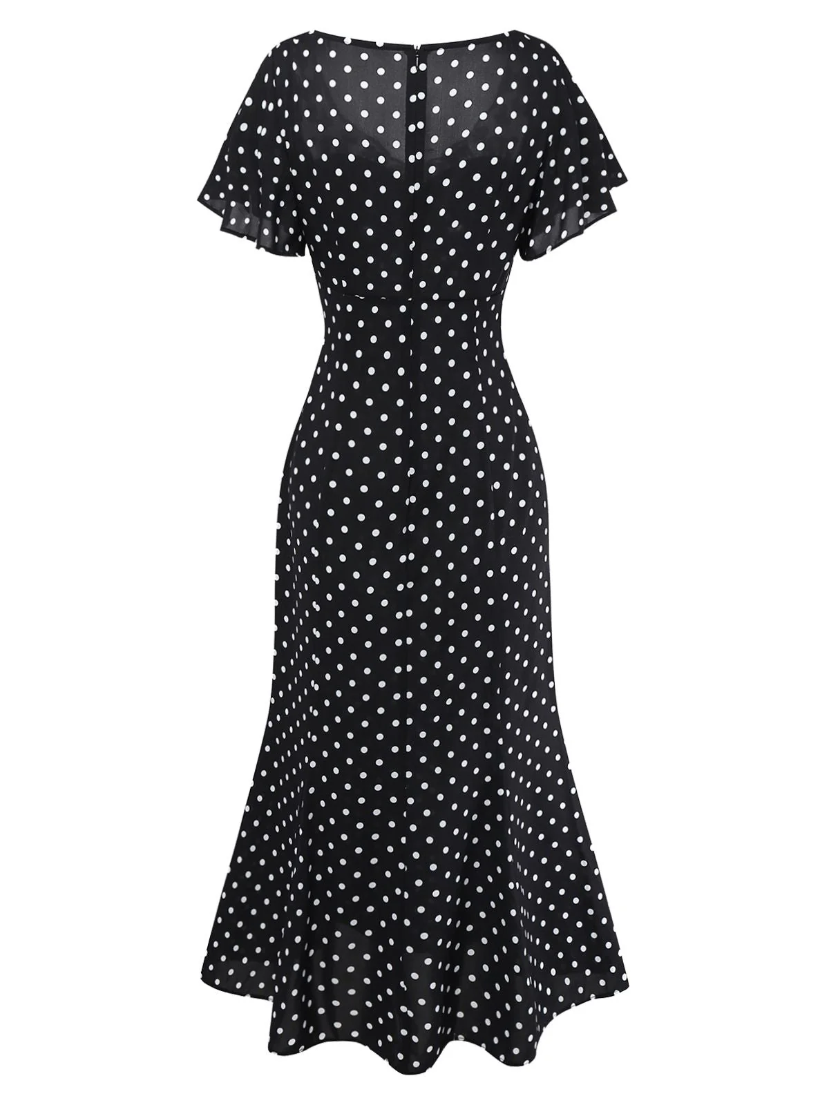 Schwarz 1930er Spitze Patchwork Polka Dot Kleid - Image 5