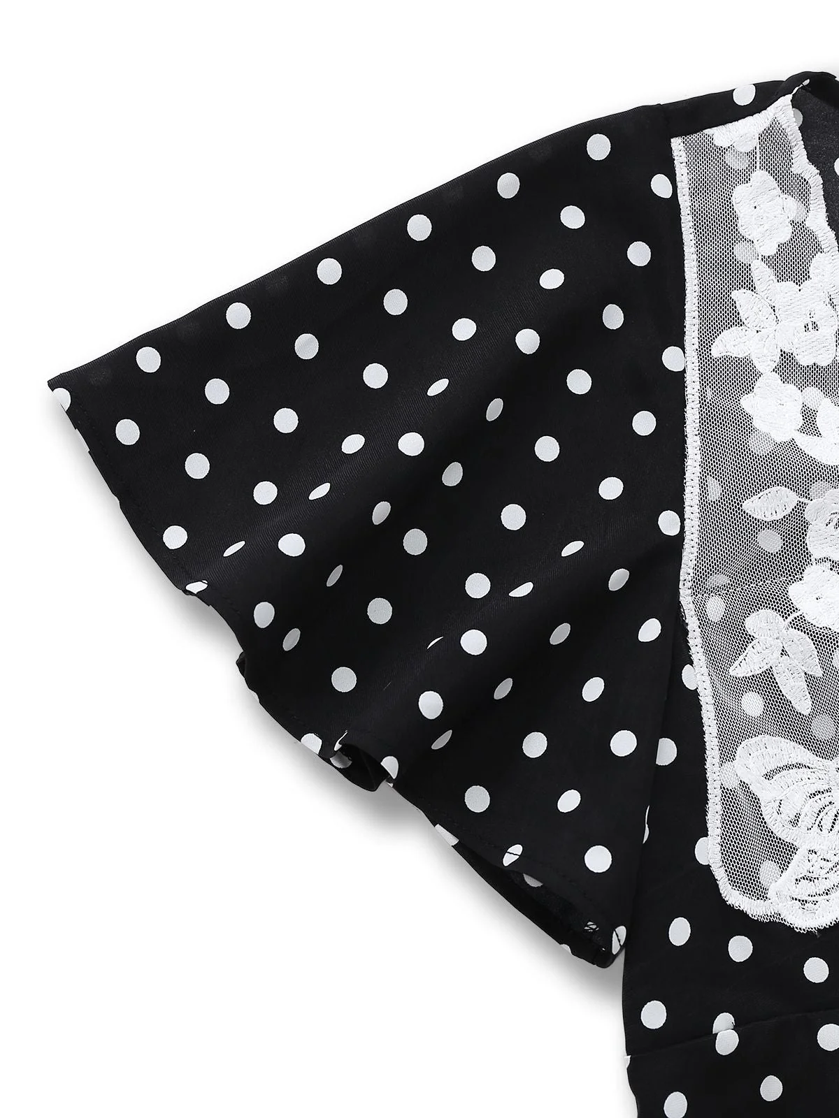 Schwarz 1930er Spitze Patchwork Polka Dot Kleid - Image 8