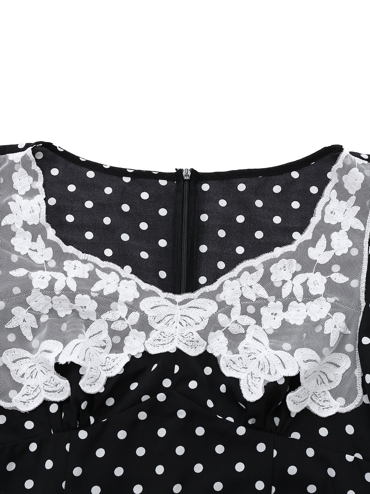 Schwarz 1930er Spitze Patchwork Polka Dot Kleid - Image 9