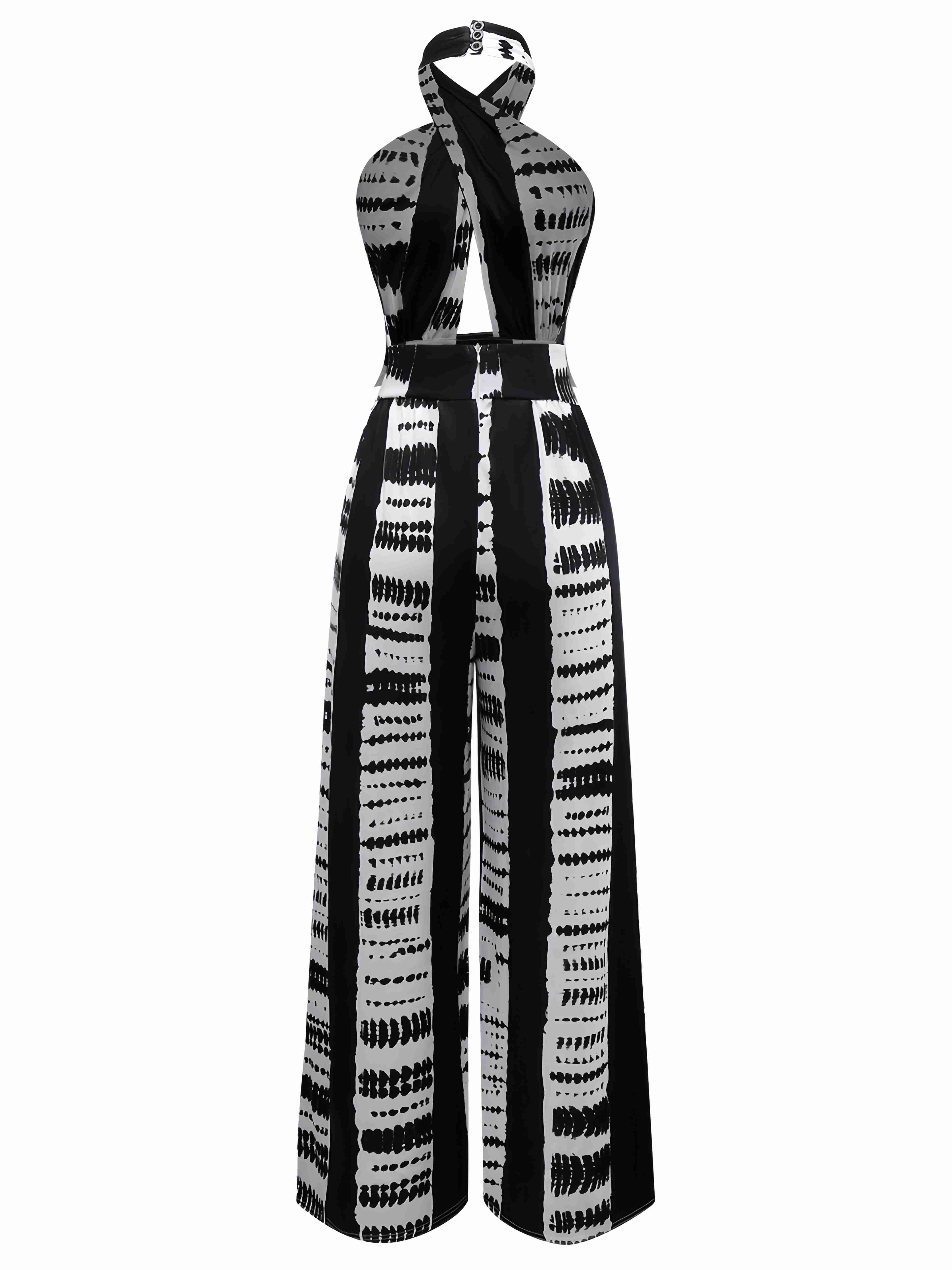 Schwarz 1930er Tinte Flecken Kreuzen Halter Jumpsuit - Image 2