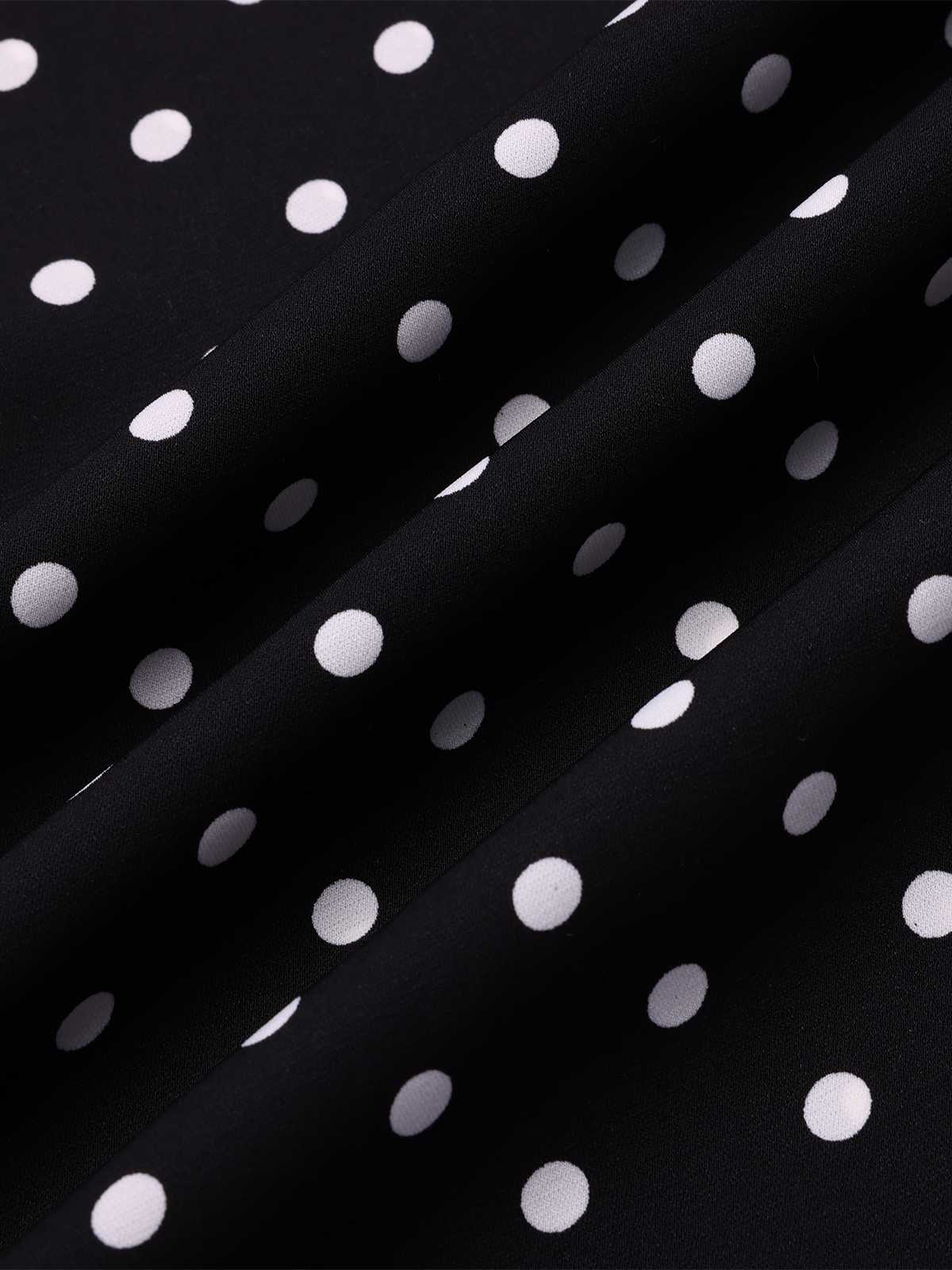 Schwarz 1930er Träger Polka Dots Meerjungfrauen Kleid - Image 4
