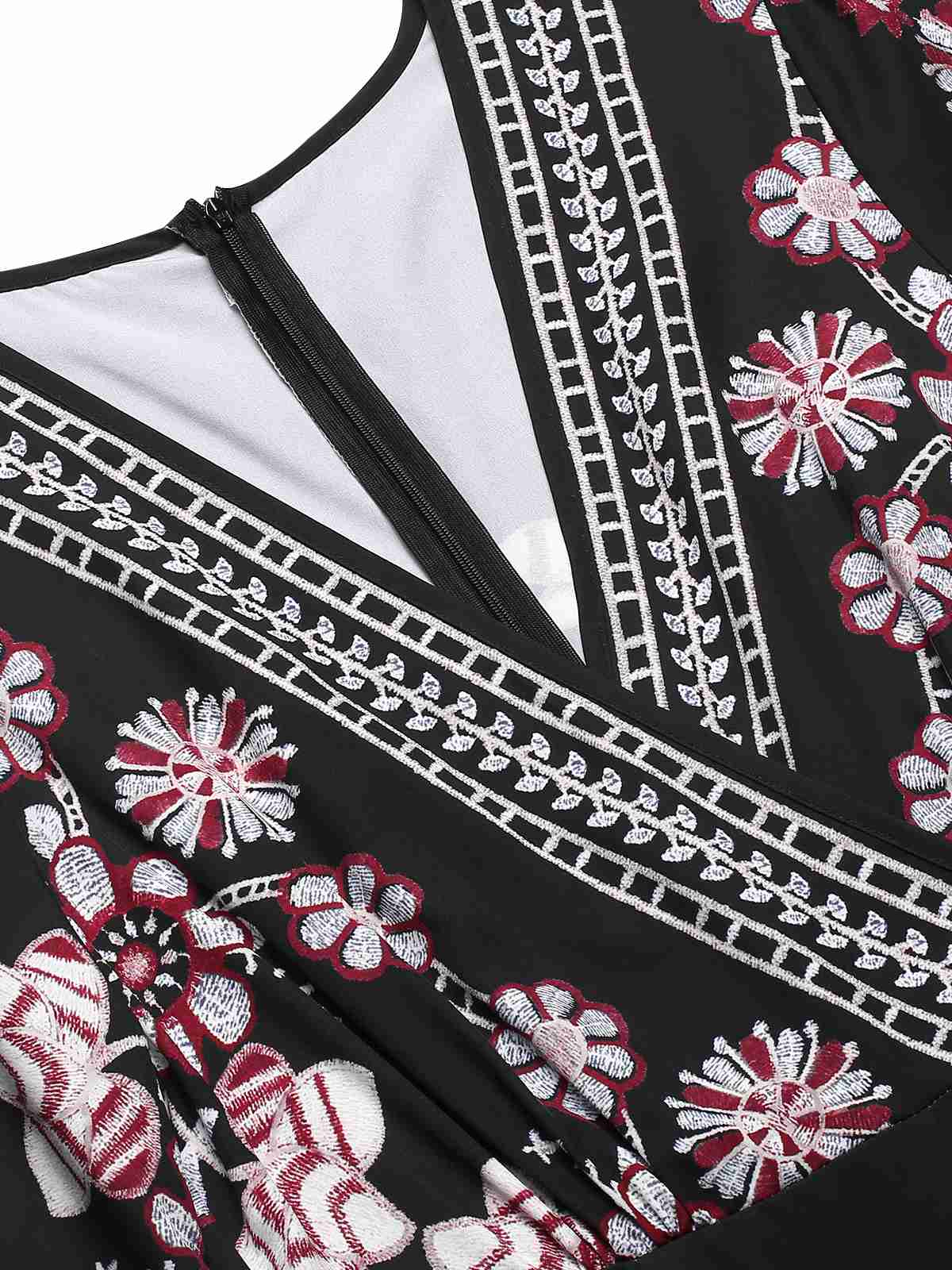 Schwarz 1930er Überkreuztes V-Ausschnitt Blumen Jumpsuit - Image 4