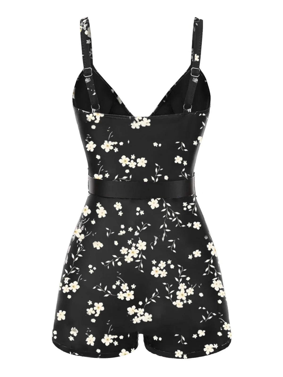 Schwarz 1940er Blumen Boxer Träger Badeanzug - Image 9
