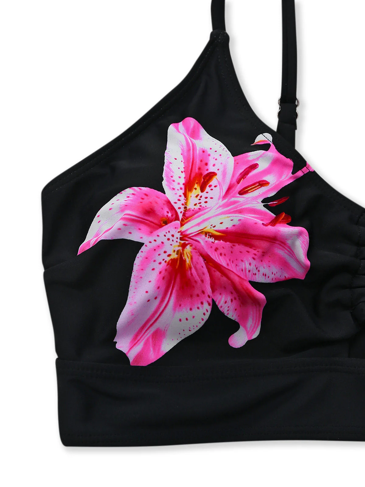 Schwarz 1940er Blumen Metallschnalle Tankini Set - Image 5