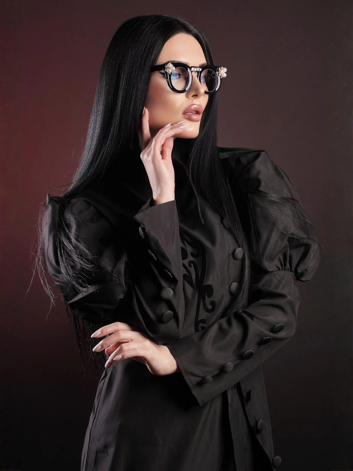 Schwarz 1940er Gothic Wicked-Inspiriert Elphaba Blumen Hexenkleid - Image 3