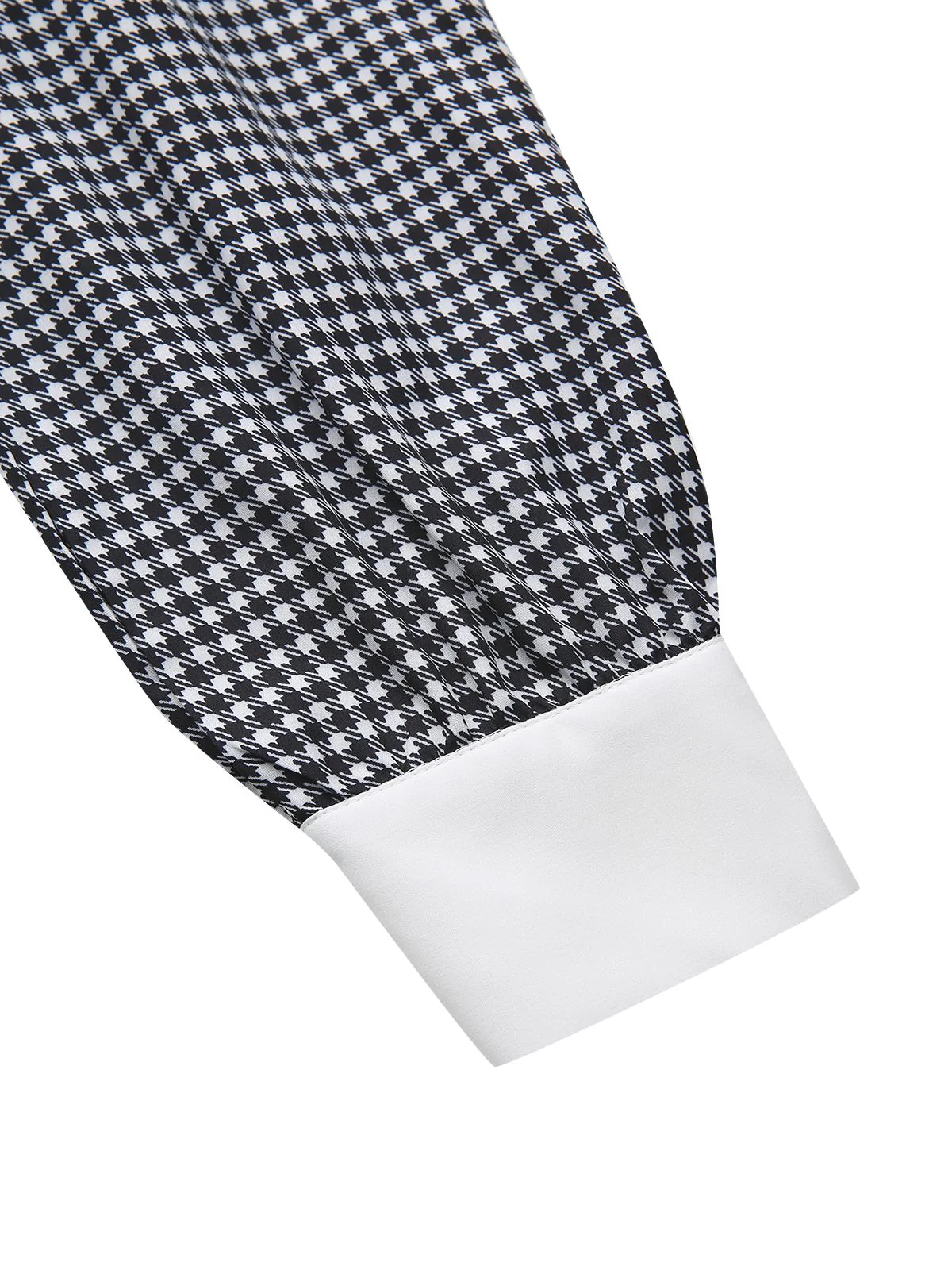 Schwarz 1940er Hahnentritt Puffärmel Perlen Taste Kleid - Image 6
