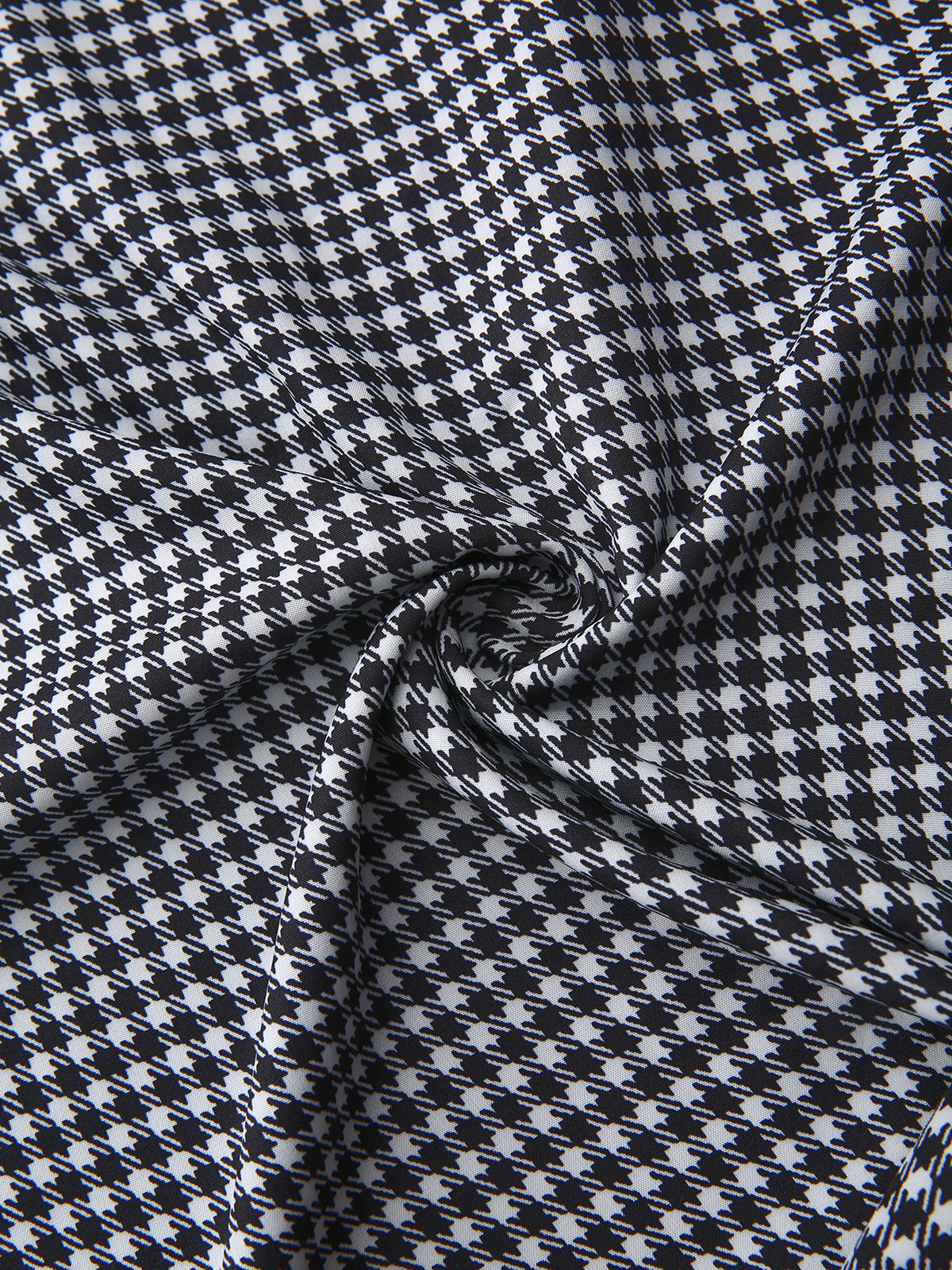 Schwarz 1940er Hahnentritt Puffärmel Perlen Taste Kleid - Image 8