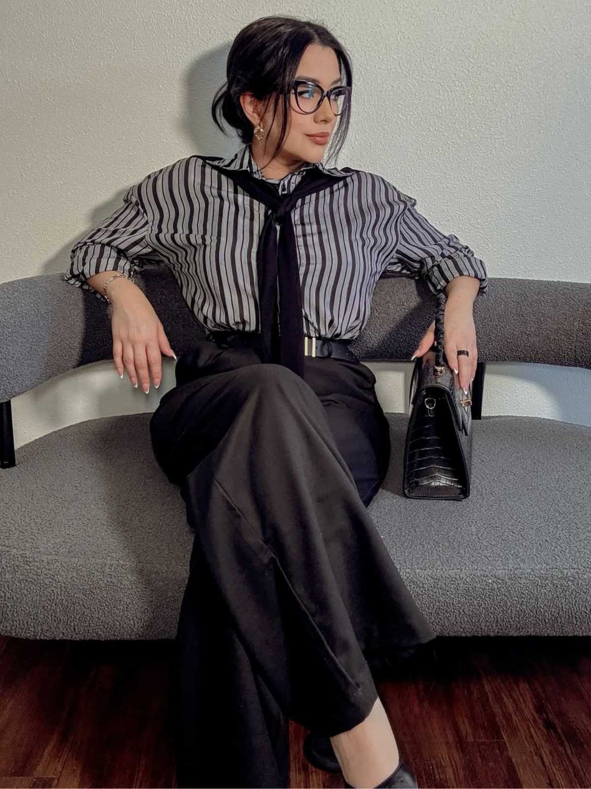Schwarz 1940er Hemdkragen Streifen Jumpsuit Mit Kap - Image 2