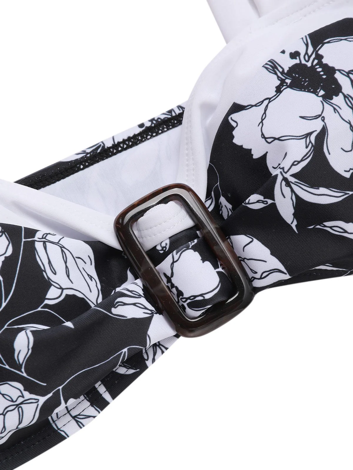Schwarz 1940er Hepburn Silhouette Blumen Bikini Set - Image 5