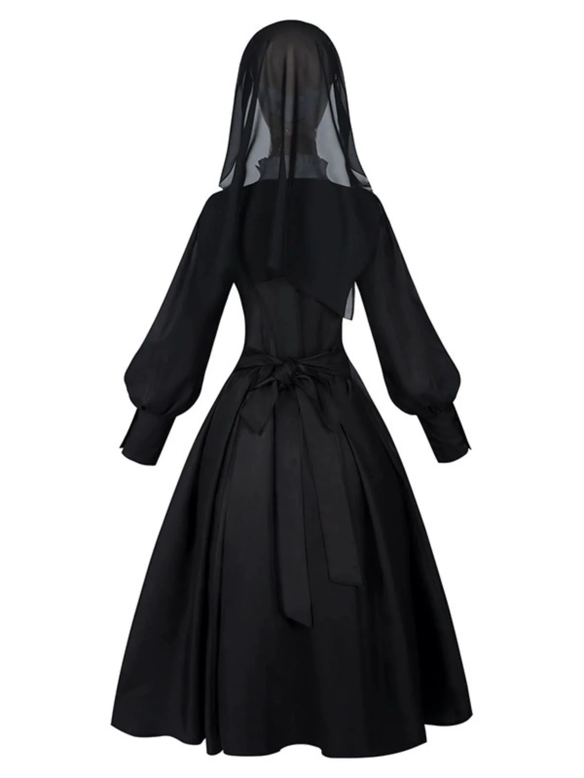 Schwarz 1940er Nonnen-Stil Kreuz Halskette Kleid - Image 6