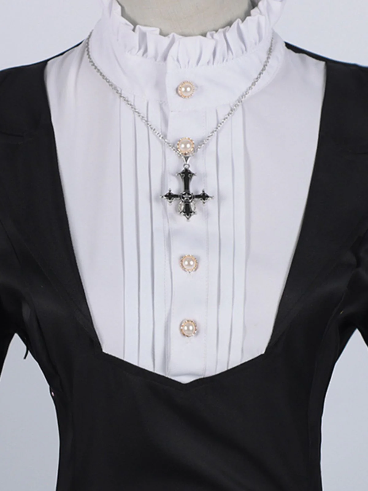 Schwarz 1940er Nonnen-Stil Kreuz Halskette Kleid - Image 9
