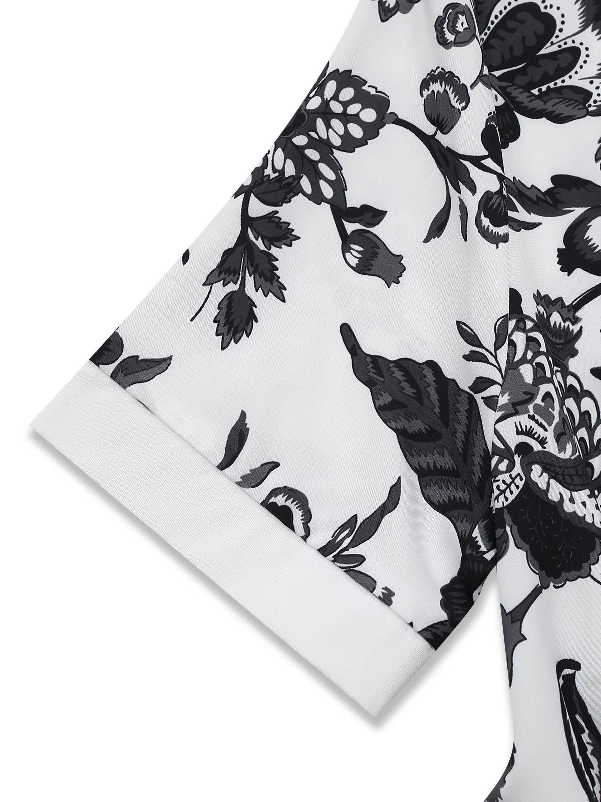 Schwarz 1940er Pflanzen Blumen Hemdkragen Gürtel Kleid - Image 4