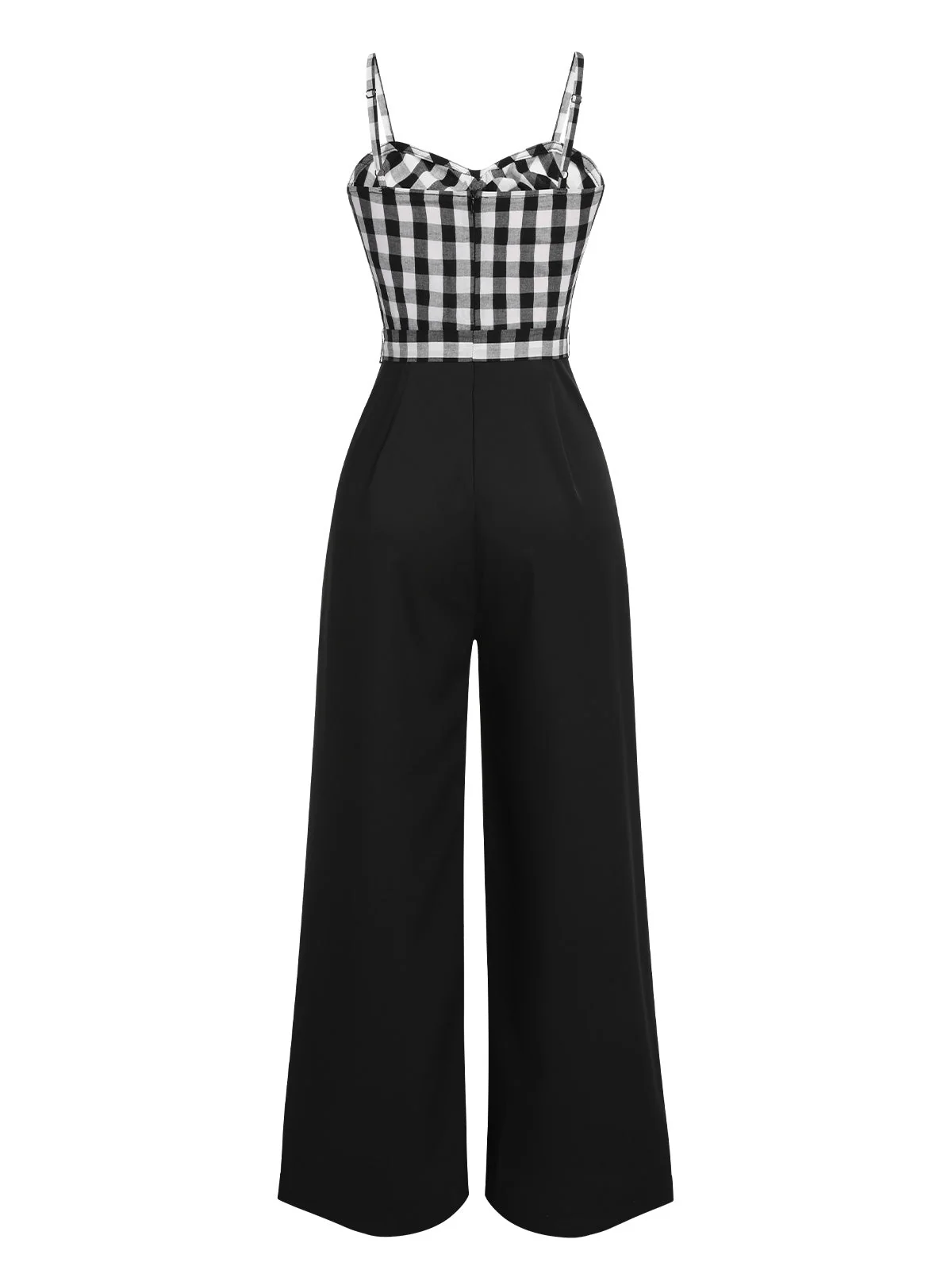 Schwarz 1940er Plaid Patchwork Hosenträger Jumpsuit - Image 4