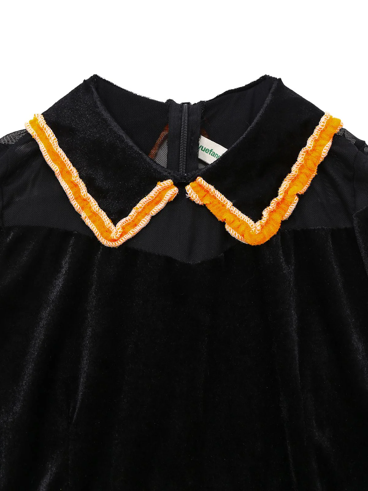 Schwarz 1940er Revers Bogen Patchwork Kleid - Image 3