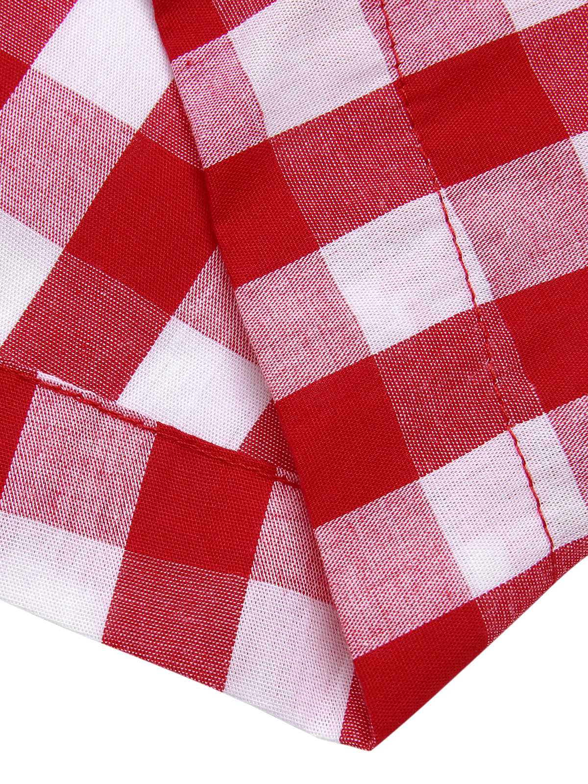 Rot 1940er Revers Plaids Romper mit Gürtel - Image 7