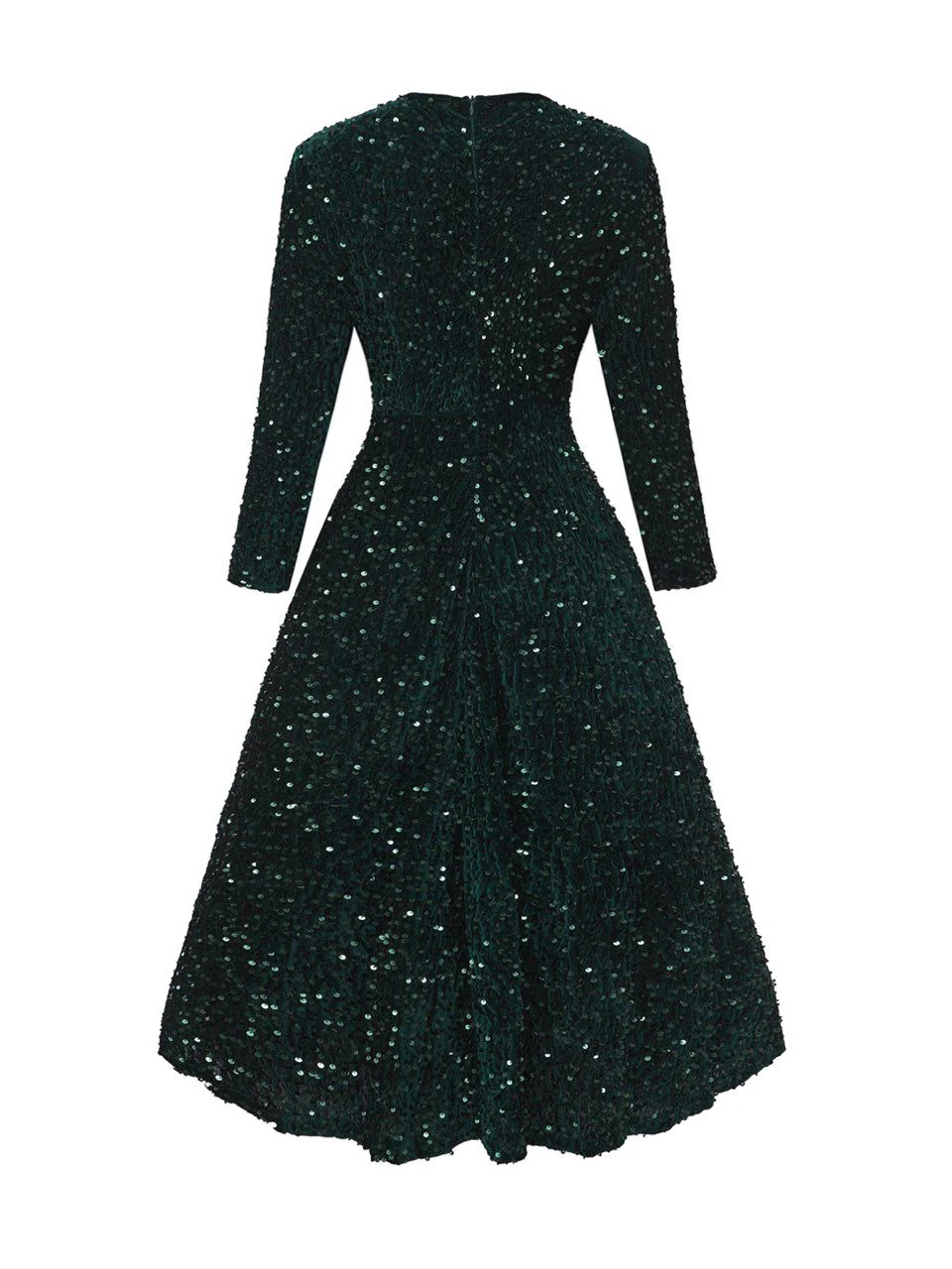 1940er Solide Pailletten Langarm Maxi Kleid - Image 2