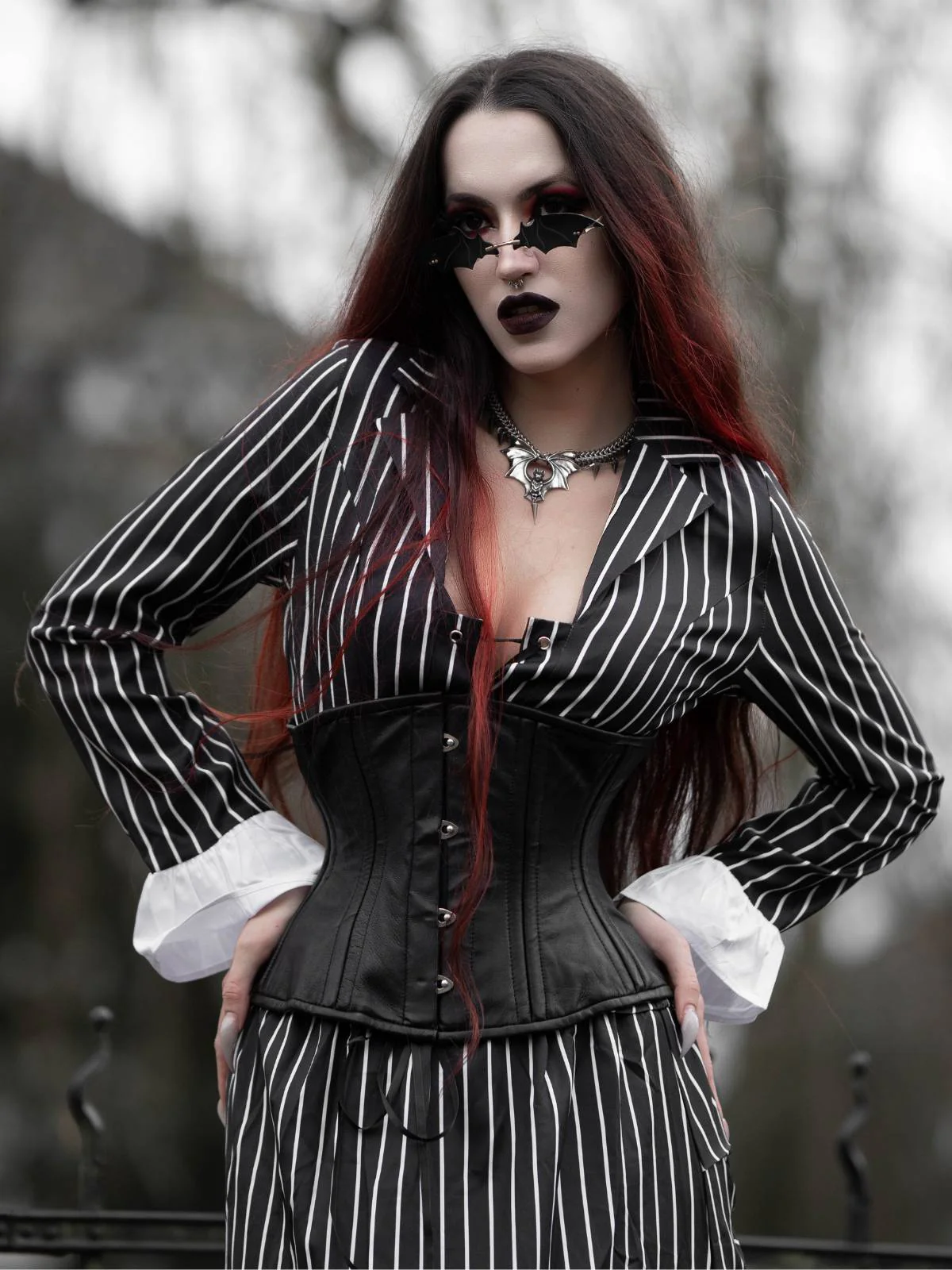 Schwarz 1940er Streifen The Nightmare Before Christmas Suit - Image 2