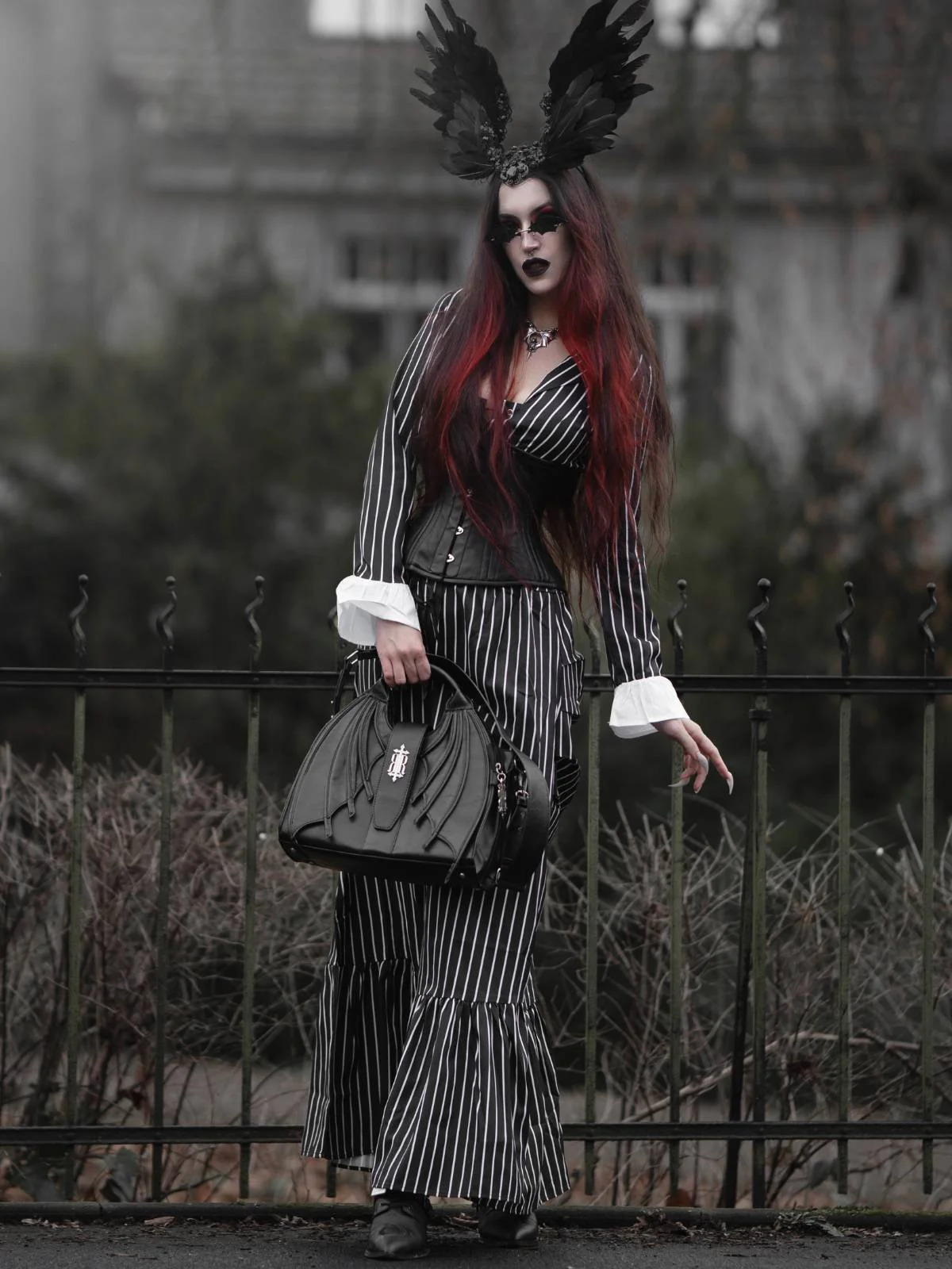 Schwarz 1940er Streifen The Nightmare Before Christmas Suit - Image 3