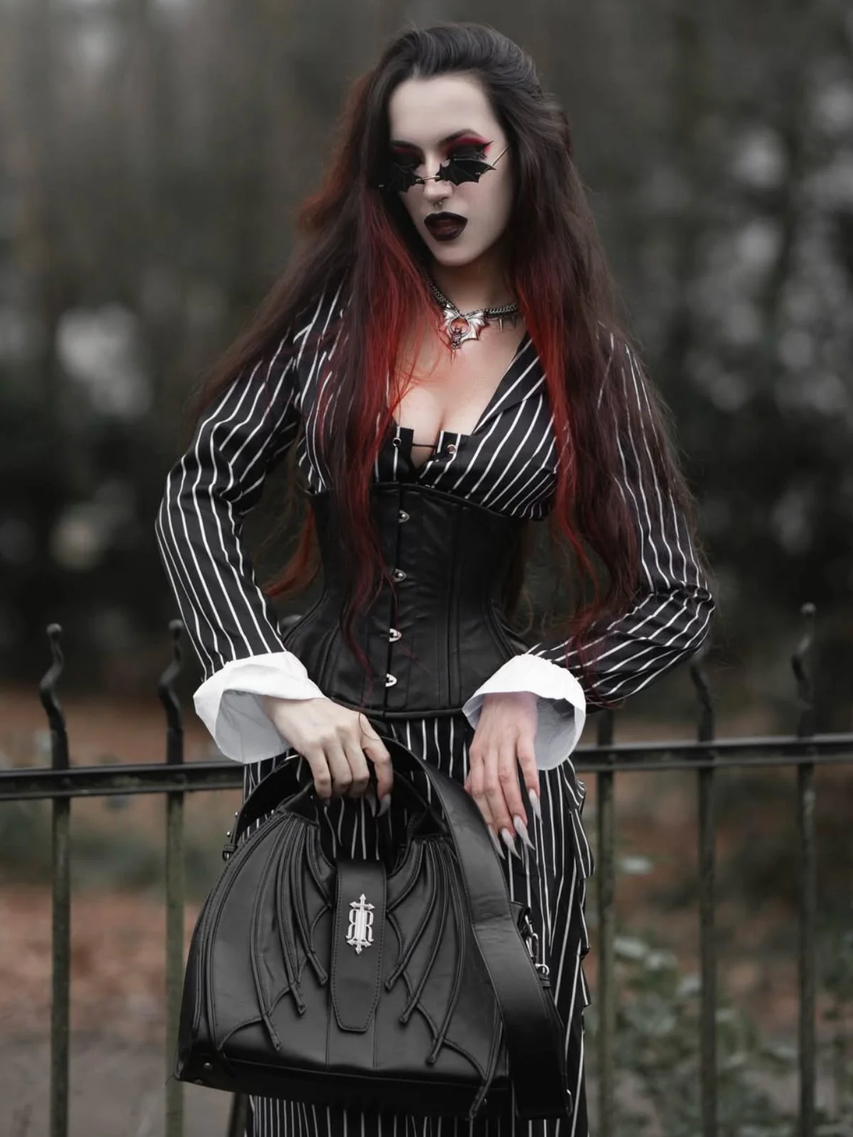 Schwarz 1940er Streifen The Nightmare Before Christmas Suit - Image 4