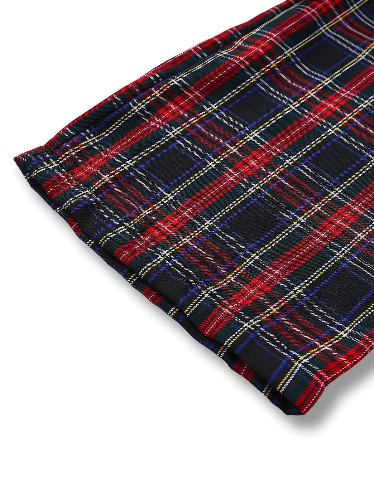 Schwarz 1940er Tartan Plaid Rüschen Bogen Latzhose - Image 9