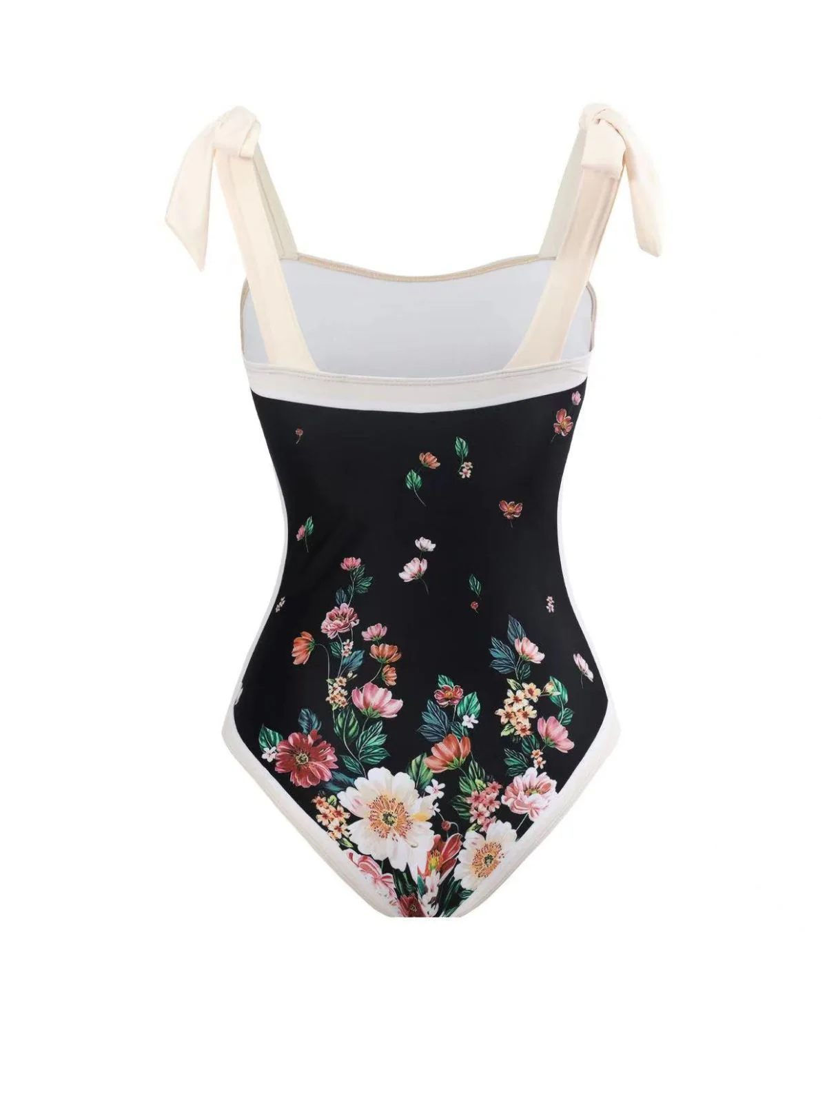 Schwarz 1940er Träger Bogen Blumen Badeanzug & Cove-Up - Image 3