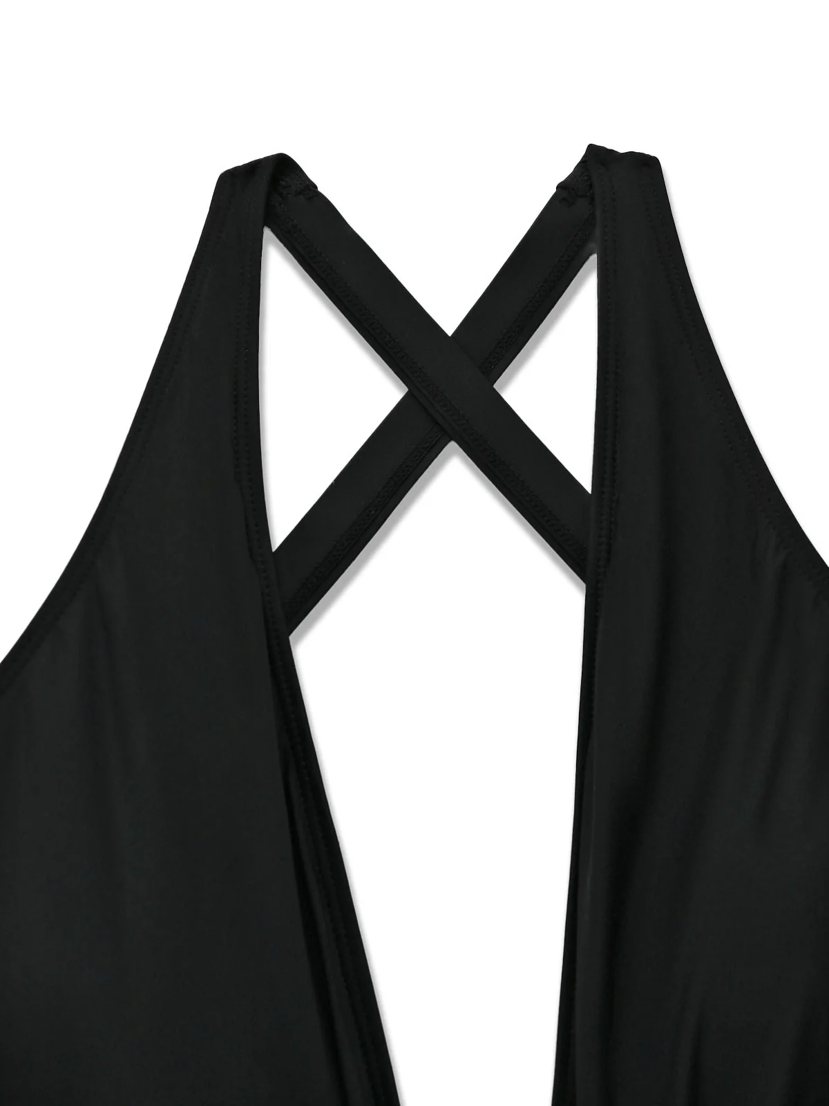 Schwarz 1940er Überkreuzt Cut-out Schnürung Tankini-Set - Image 4