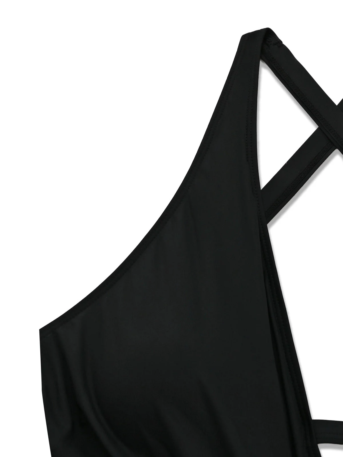 Schwarz 1940er Überkreuzt Cut-out Schnürung Tankini-Set - Image 5