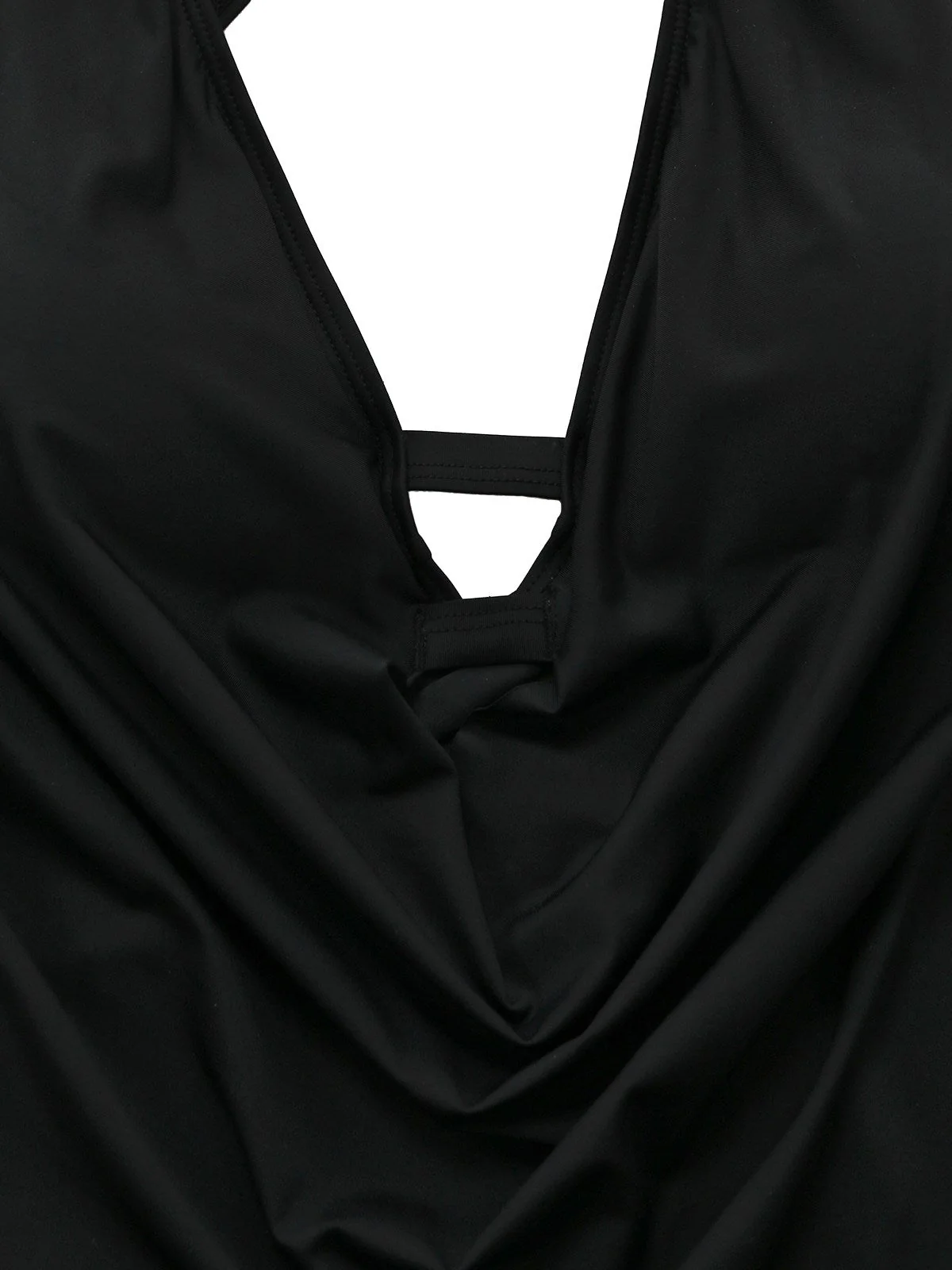 Schwarz 1940er Überkreuzt Cut-out Schnürung Tankini-Set - Image 6