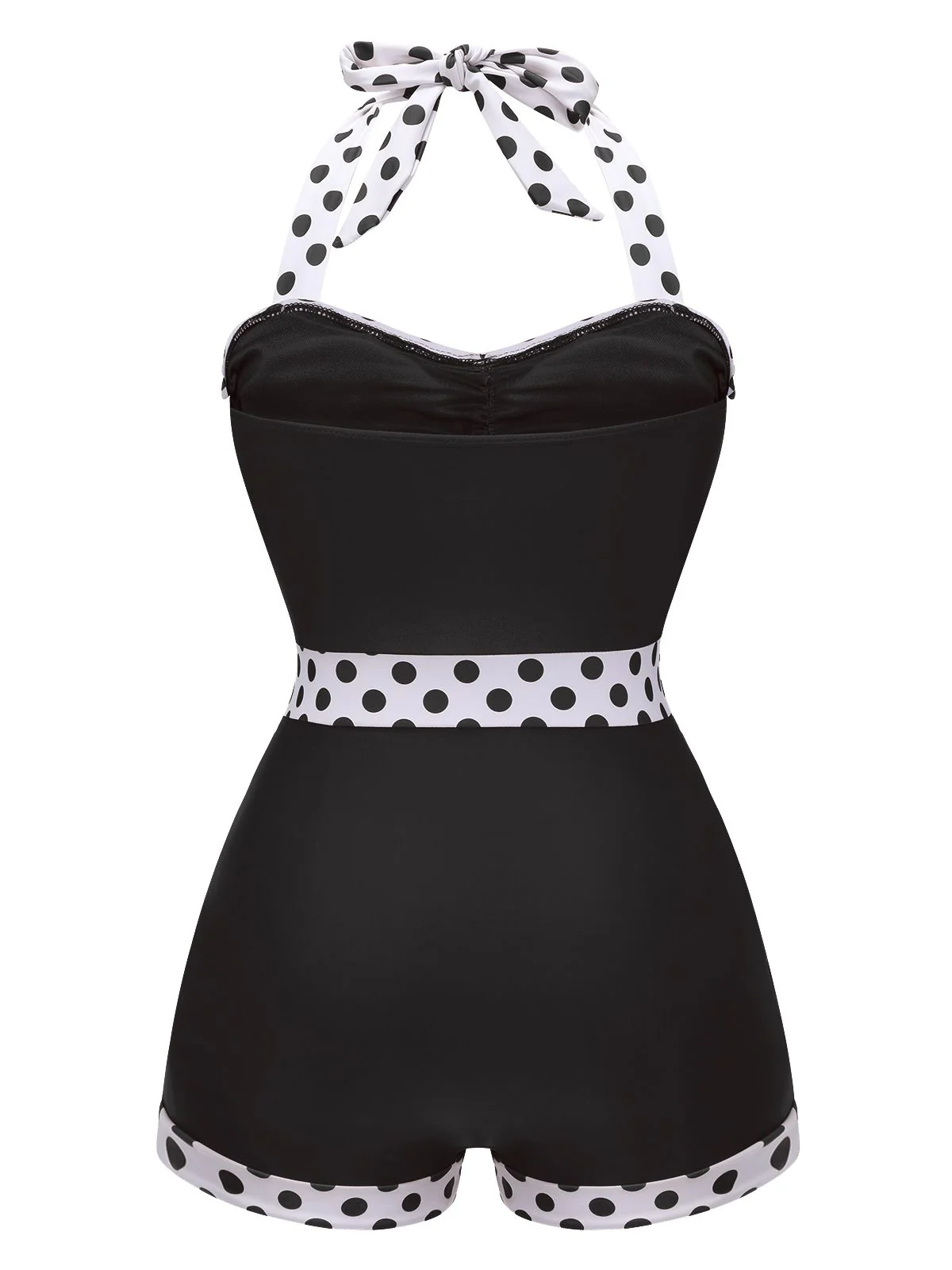 Roter 1940er Halter Patchwork Einteiliger Badeanzug - Image 12