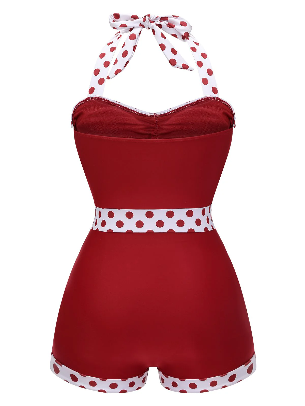 Roter 1940er Halter Patchwork Einteiliger Badeanzug - Image 5