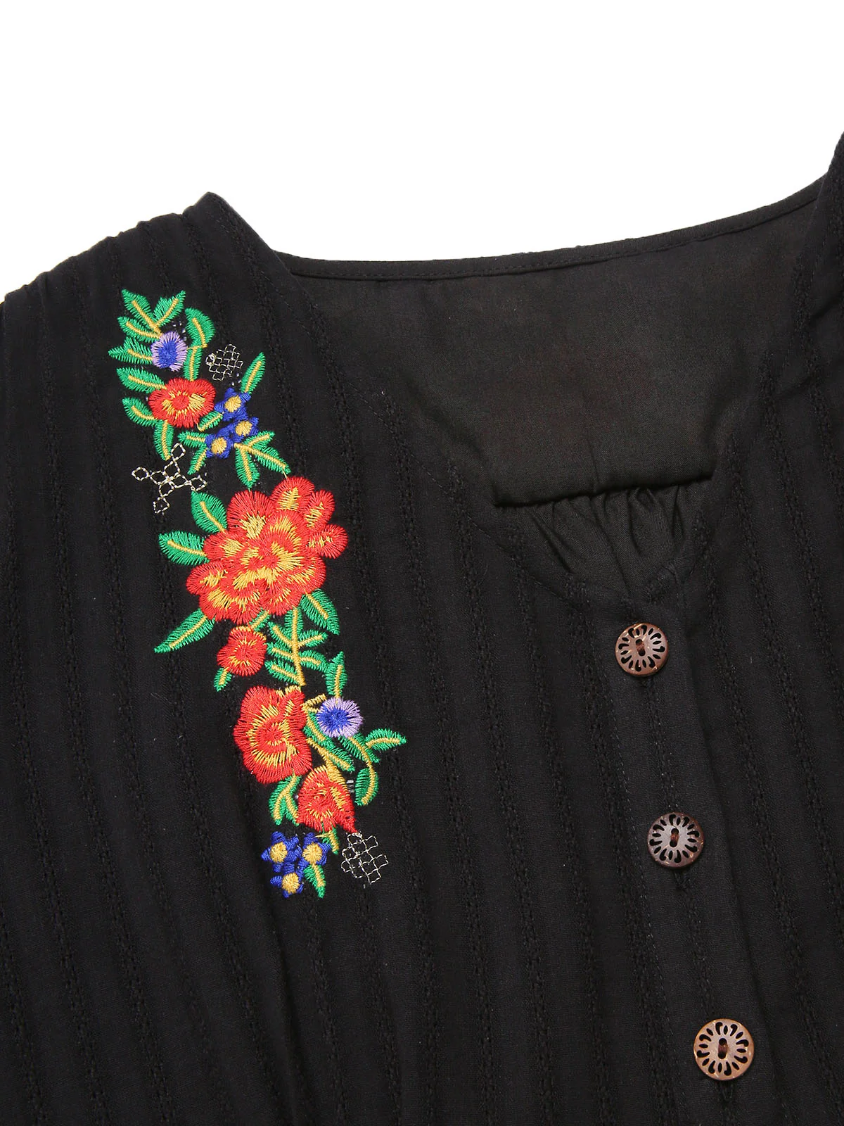 Beige 1940er V-Ausschnitt Knöpfen Blumen Kleid - Image 17