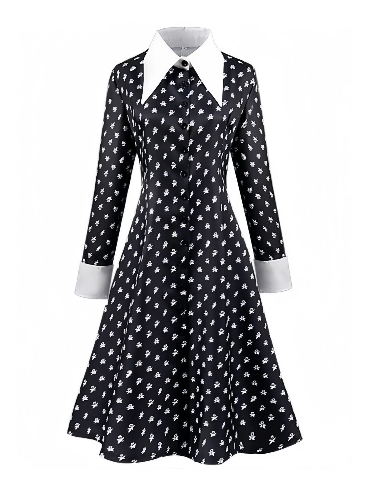Schwarz 1940er Wednesday Kostüm Mittwoch Addams-Stil Kleid - Image 4