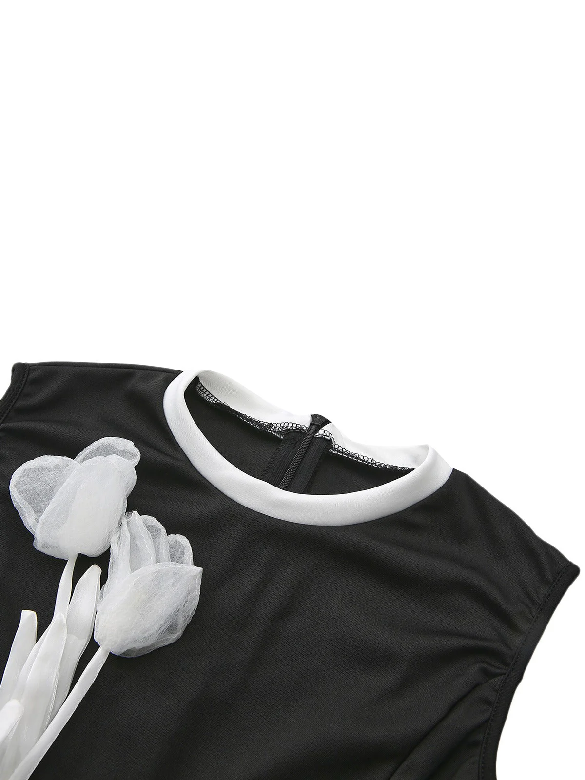 Schwarz 1950er 3D-Blumen Ärmellos Schnür Jumpsuit - Image 4