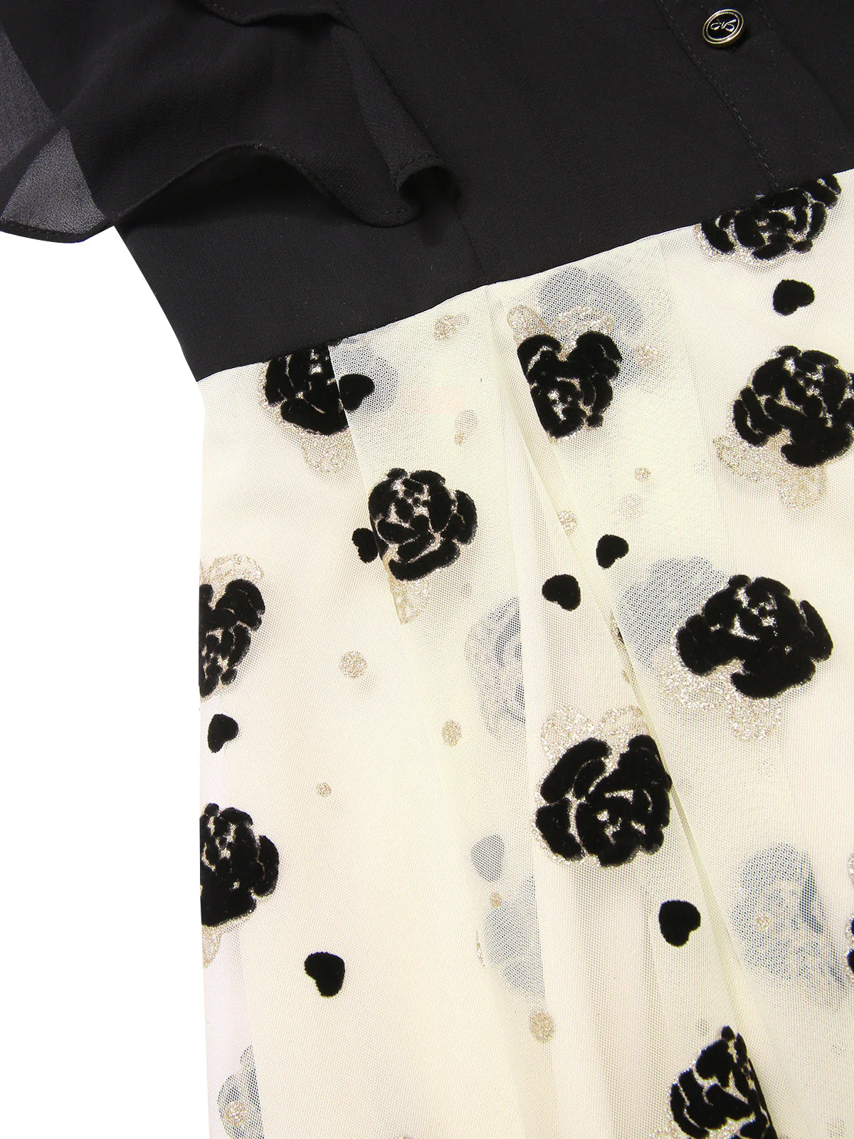 Schwarz 1950er 3D Blumen Rüschen Kleid - Image 4