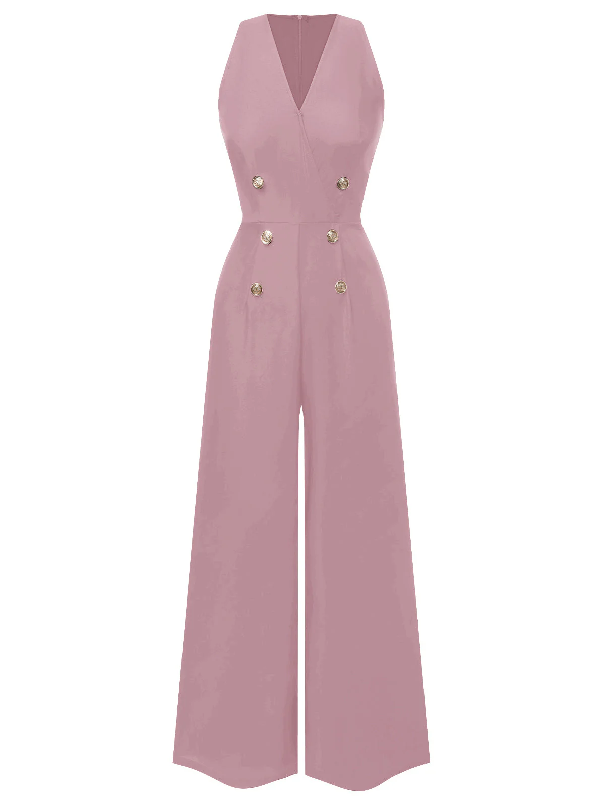 Schwarz 1950er Ärmellos Geknöpft Solide Jumpsuit - Image 10
