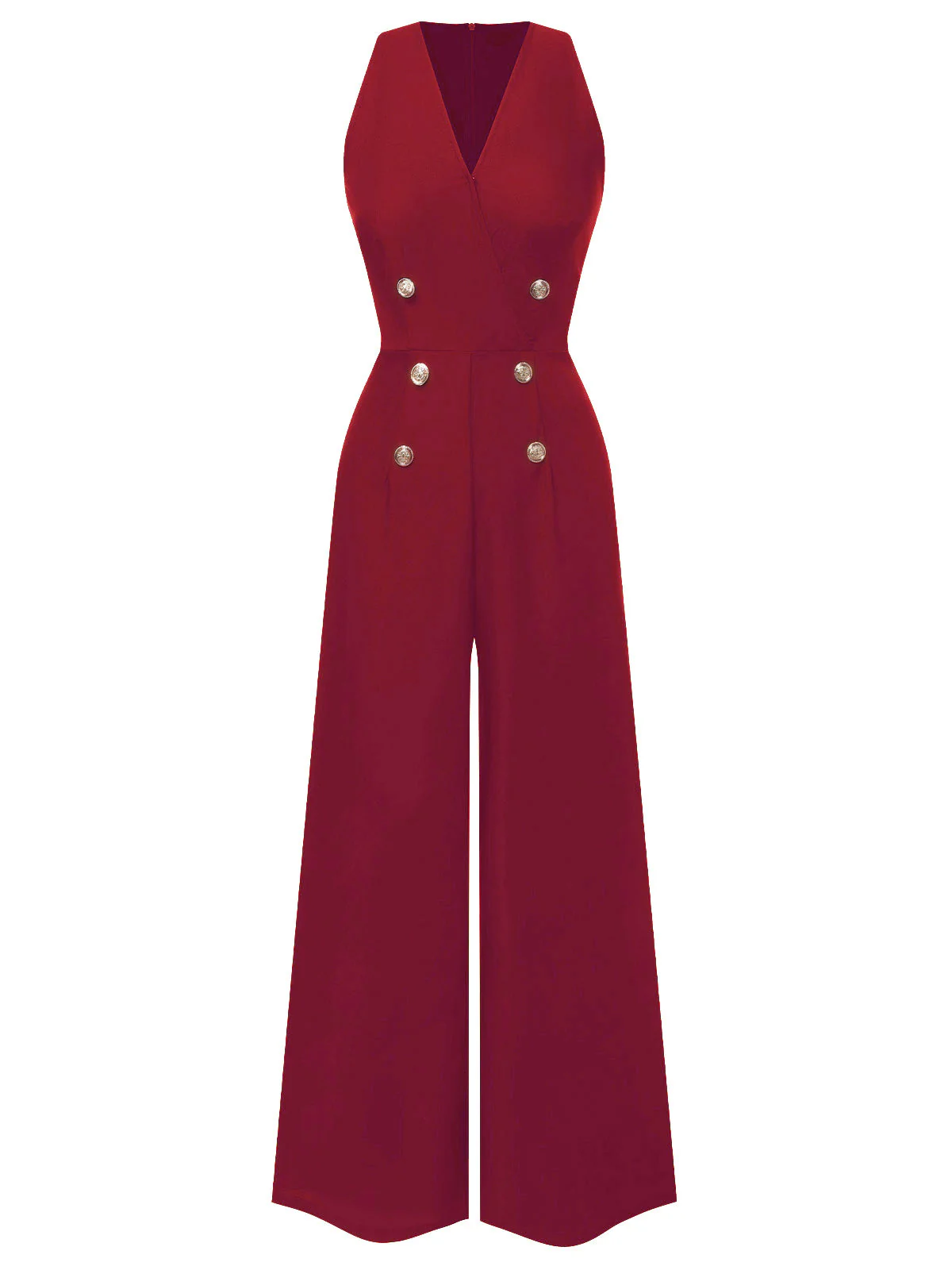 Schwarz 1950er Ärmellos Geknöpft Solide Jumpsuit - Image 14