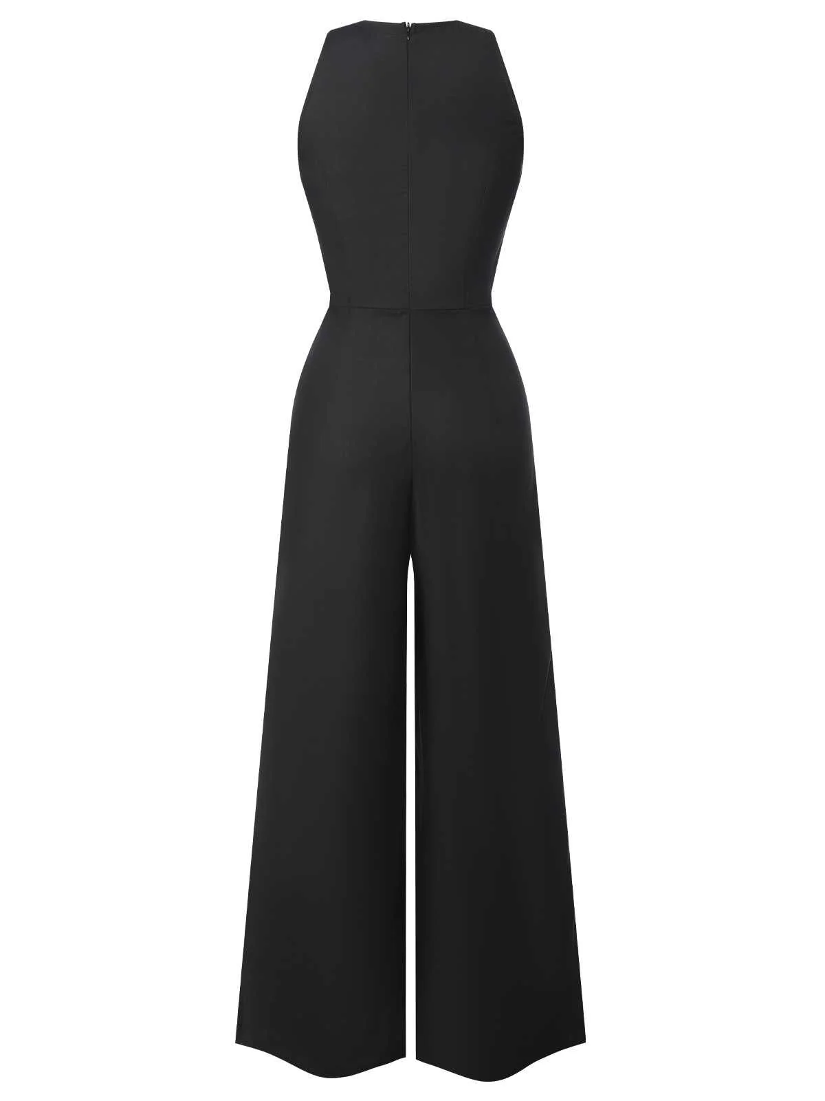 Schwarz 1950er Ärmellos Geknöpft Solide Jumpsuit - Image 6