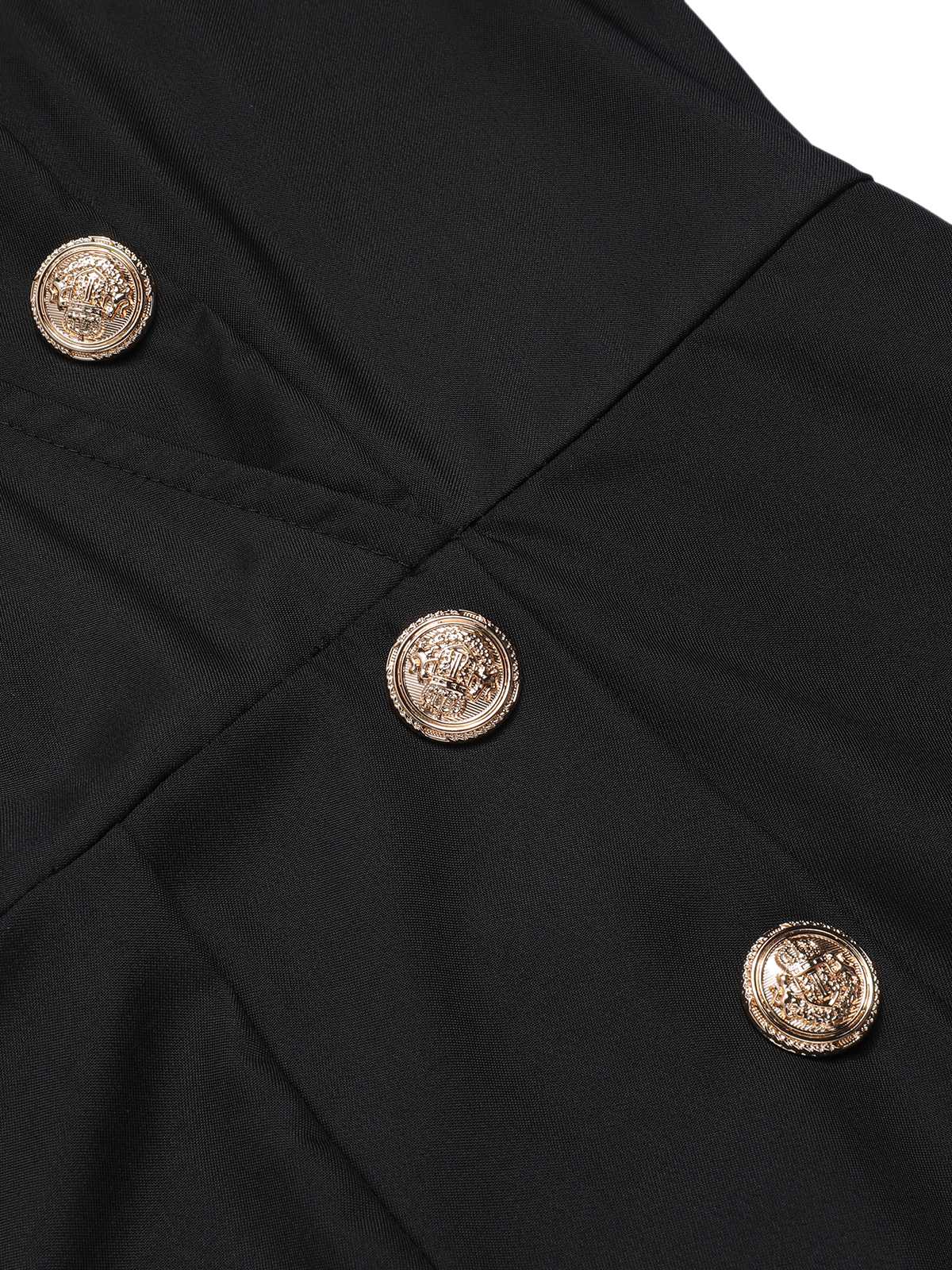 Schwarz 1950er Ärmellos Geknöpft Solide Jumpsuit - Image 7