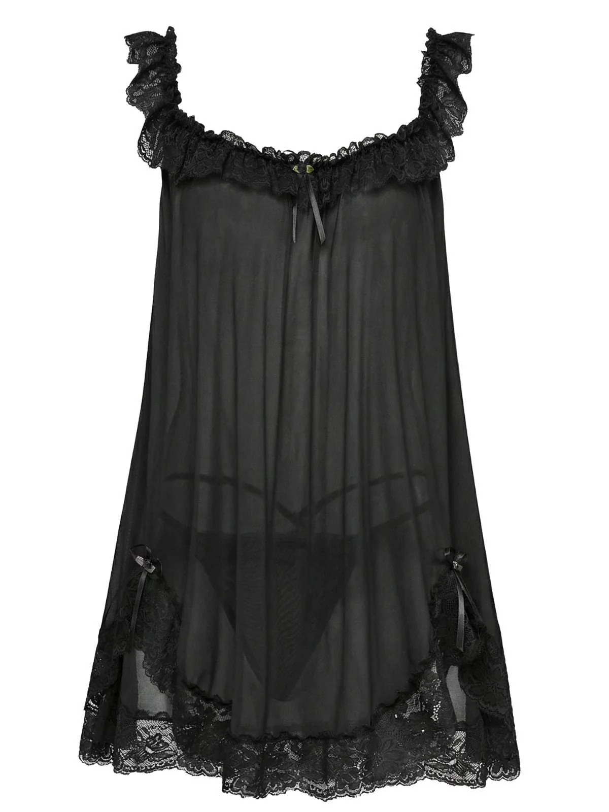 Rosa 1950er Bogen Spitze Besatz Netz Babydoll Nachthemd - Image 6